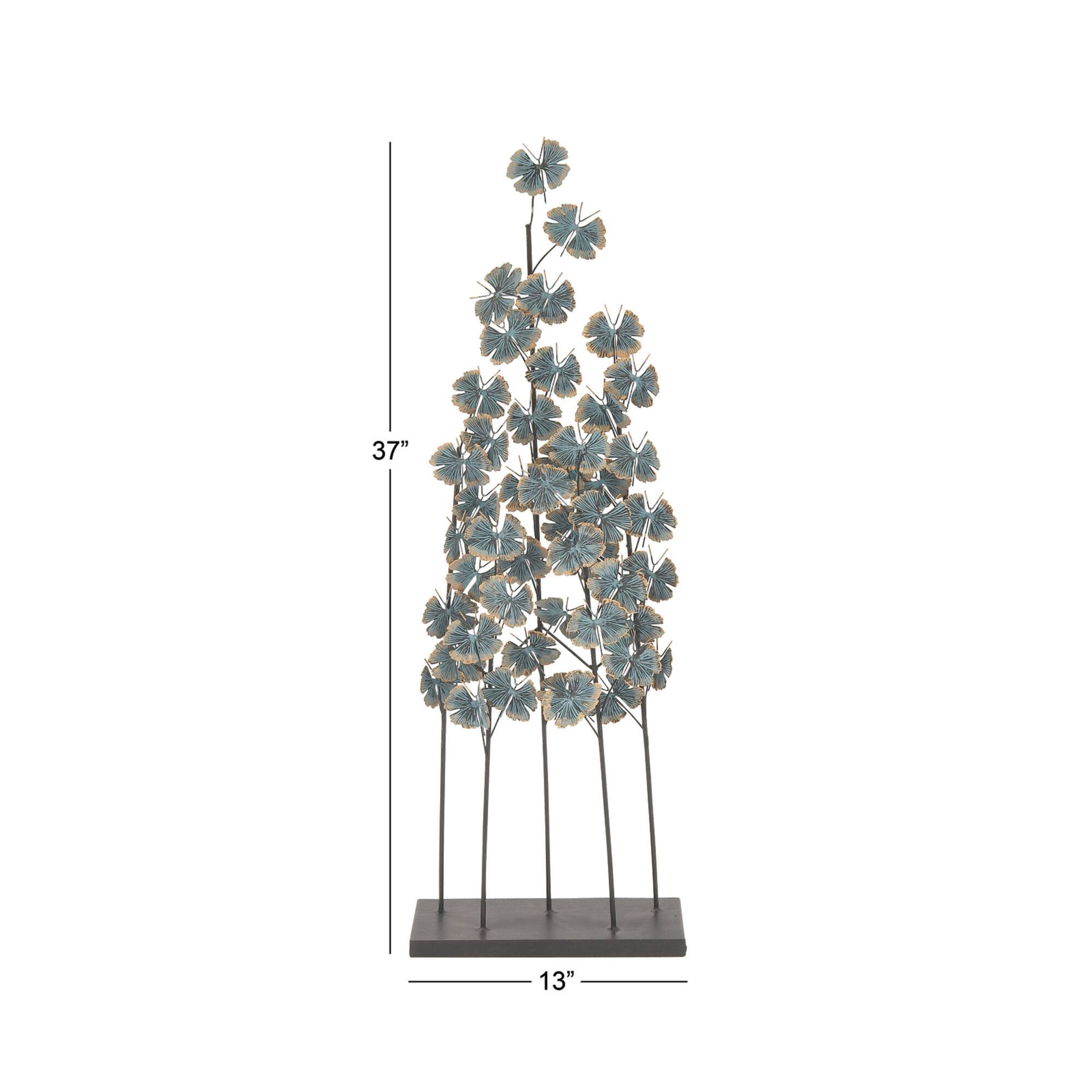 37" Turquoise Metal Contemporary Nature Sculpture